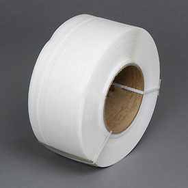 Polypropylene Strapping, 0.25 in. x 0.024 in. x 18,000 ft. - White, 8 x 8 in. Core