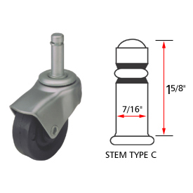Picture of Algood Casters 906003 Deluxe Series Chair Caster with Hard Rubber Wheel - Stem Type C