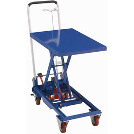 168073 Best Value Mobile Scissor Lift Table with Folding Handle, 330 lbs - 27 x 17 in. Platform - Blue