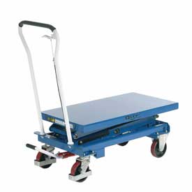 Best Value Mobile Scissor Lift Table, 660 lbs - Double Scissor - 39 x 20 in. Platform - Blue