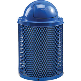 Picture of Global Industrial 261962BL Thermoplastic 32 gal Mesh Recycling Receptacle with Dome Lid - Blue