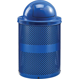 Picture of Global Industrial 261963BL Thermoplastic 32 gal Perforated Recycling Receptacle with Dome Lid - Blue