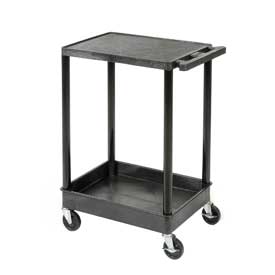 330475 Flat Top Shelf 2 Shelf Plastic Utility Cart, 24 x 18 in. - 300 lbs