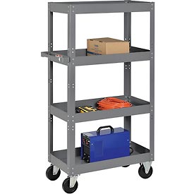 988831 Multi-Level Steel Shelf Truck with 4 Shelves, 30 x 16 in. - 800 lbs - Gray
