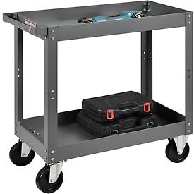 Global Industrial 988837 2 Shelf Deep Tray Steel Stock Cart, 30 x 16 in. - 800 lbs