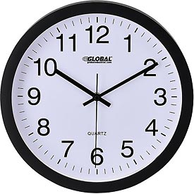 Global Industrial 695322 Black Wall Clock, 12 in. - Plastic