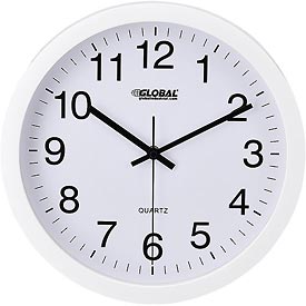 Global Industrial 695323 White Wall Clock, 12 in. - Plastic