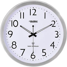 Global Industrial 695324 Atomic Wall Clock, 14 in. - Stainless Steel