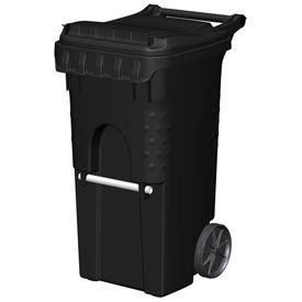 Global Industrial 35 Gallon Mobile Trash Container, Black