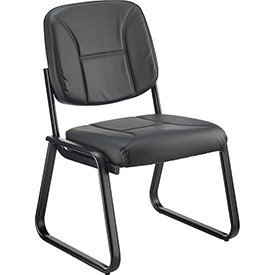 Interion Vinyl Reception Chair, Black Seat, Armless, Vinyl Seat