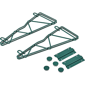 Global Industrial AB14GZ 14 in. Single Arm Fixed Wall Bracket, Green - Pair