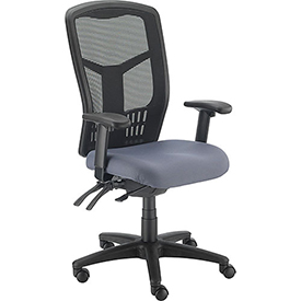 High Back Task Chair, Mesh Back, Fabric Seat, Gray
