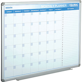 Magnetic Dry Erase Calendar Board, Steel Surface - 48 x 36 in.