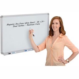 Magnetic Dry Erase White Board, 36 x 24 in. - Steel Surface - Aluminum Frame - Pack of 2 -  Gracia, GR3506319