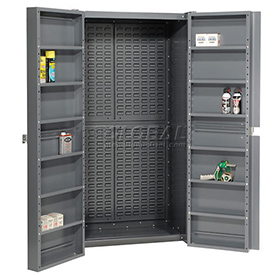 Picture of Global Industries 662142A Storage Cabinet with Shelving In Doors Louver Interior 38 x 24 x 72 in. Assembled - Gray
