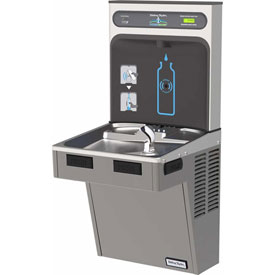 Halsey Taylor HydroBoost Refrigerated Bottle Filling Station with Filter, Platinum Vinyl, Light Gray