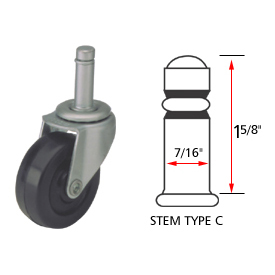Picture of Algood Casters 906028 Standard Chair Caster with Soft Rubber Wheel - Stem Type C