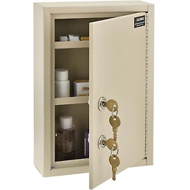 Medical Security Cabinet with Double Key Locks, 8 x 2.63 x 12.13 in. - Beige