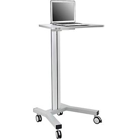Mobile Height Adjustable Laptop Workstation, Aluminum/Steel, Silver