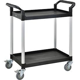 800269 High Capacity 2 Shelf Utility Cart, 440 lbs - Black & Silver