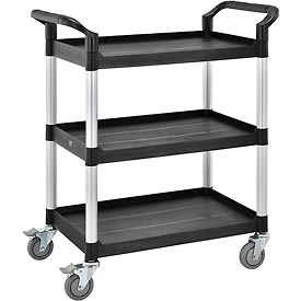 800270 High Capacity 3 Shelf Utility Cart, 550 lbs - Black & Silver