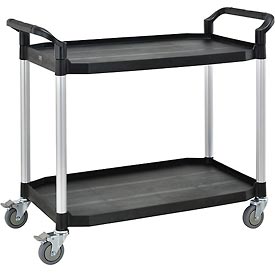 800273 Large 2 Shelf Utility Cart, 440 lbs - Black & Silver