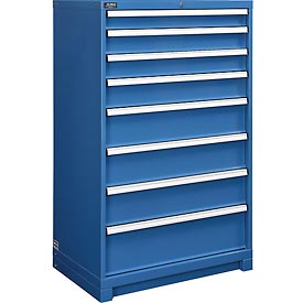 298470BL Modular Drawer Cabinet, 8 Drawers with Lock Without Dividers, 36 x 24 x 57 in. - Blue