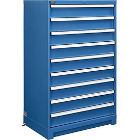 298450BL Modular Drawer Cabinet, 9 Drawers with Lock Without Dividers, 36 x 24 x 57 in. - Blue