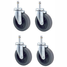 798806 Nexel 4 in. Swivel Stem Casters, Rubber, Set of 4 - 500 lbs, Zinc Plate