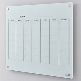 Glass Calendar Whiteboard, 48 x 36 in. - Magnetic - White