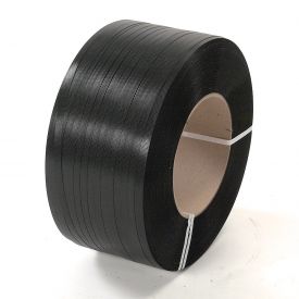 422832 Polyester Strapping, 0.63 in. x 0.040 in. x 4,000 ft. - Black, 16 x 6 in. Core