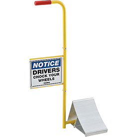 Picture of Global Industries 988990 Aluminum Wheel Chock with Safety Yellow Sign & Handle