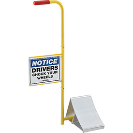 988990 Aluminum Wheel Chock with Safety Yellow Sign & Handle