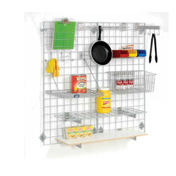 Wire Grid Panel With Wall Mount Hook, Gray Epoxy, 60inW x 24inD