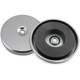 Ceramic Round Base Magnet - Silver & Black - 12 lbs Pull - Durable Design