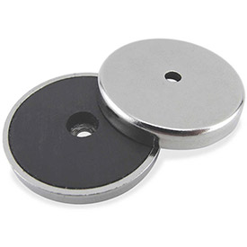B1798399 Ceramic Round Base Magnet - 5 lbs Pull, Silver & Black