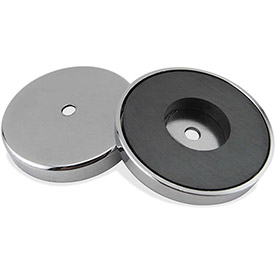 B1798409 Ceramic Round Base Magnet - 200 lbs Pull, Silver & Black