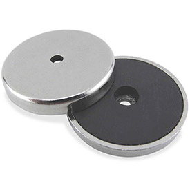 Ceramic Round Base Magnet - Silver & Black - 11 lbs Pull - Durable Design