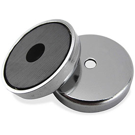 B1798402 Ceramic Round Base Magnet - 16 lbs Pull, Silver & Black