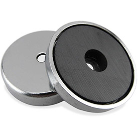Ceramic Round Base Magnet - Silver & Black - 35 lbs Pull - Durable Design