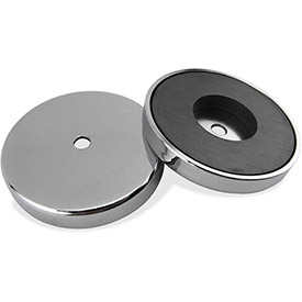 Picture of Master Magnetics B1798407 Ceramic Round Base Magnet - 65 lbs Pull&#44; Silver & Black