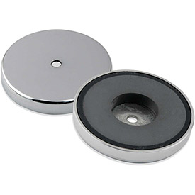 B1798408 Ceramic Round Base Magnet - 95 lbs Pull, Silver & Black