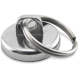 B1798414 Neodymium Super Magnet Assembly with Key Ring 35 lbs Pull Chrome Plating