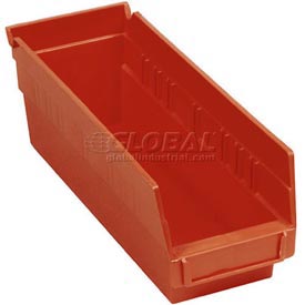 184837RD Plastic Shelf Storage Bin - Nestable 4.13 x 11.63 x 4 in. - Red