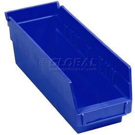 184837BL Plastic Shelf Storage Bin - Nestable 4.13 x 11.63 x 4 in. - Blue