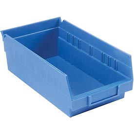 Plastic Shelf Storage Bin - Blue - 6.63 x 11.63 x 4 in. - Nestable - Waterproof