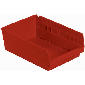 184843RD Plastic Shelf Storage Bin - Nestable 8.38 x 11.63 x 4 in. - Red