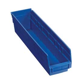 184839BL Plastic Shelf Storage Bin - Nestable 4.13x 17.88 x 4 in. - Blue