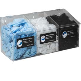 3-Compartment Clear Hair Net & Beard Cover & Shoe Cover & Arm Protector Dispenser