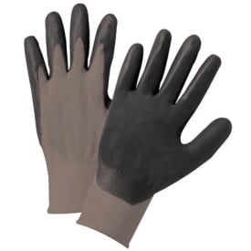 Foam Nitrile Palm Coated Nylon Gloves - Medium, Black & Gray